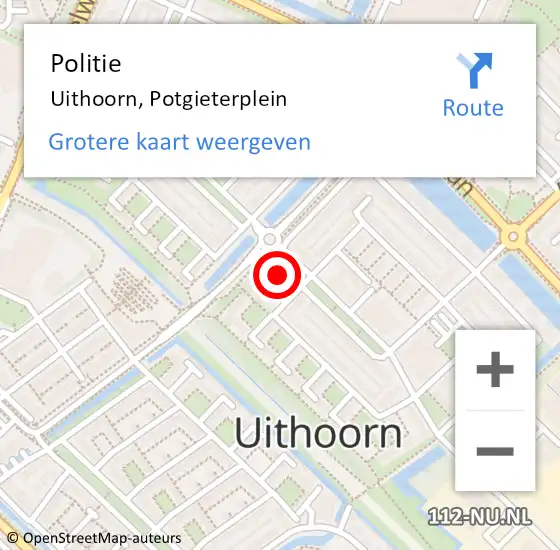 Locatie op kaart van de 112 melding: Politie Uithoorn, Potgieterplein op 10 september 2014 12:31