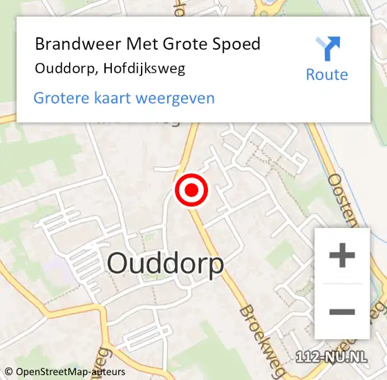 Locatie op kaart van de 112 melding: Brandweer Met Grote Spoed Naar Ouddorp, Hofdijksweg op 3 oktober 2023 23:03