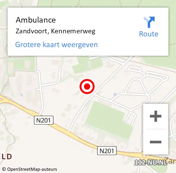Locatie op kaart van de 112 melding: Ambulance Zandvoort, Kennemerweg op 3 oktober 2023 23:13