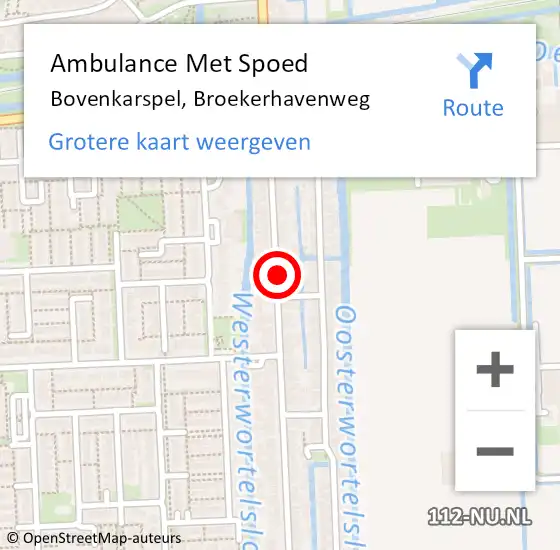 Locatie op kaart van de 112 melding: Ambulance Met Spoed Naar Bovenkarspel, Broekerhavenweg op 3 oktober 2023 23:36