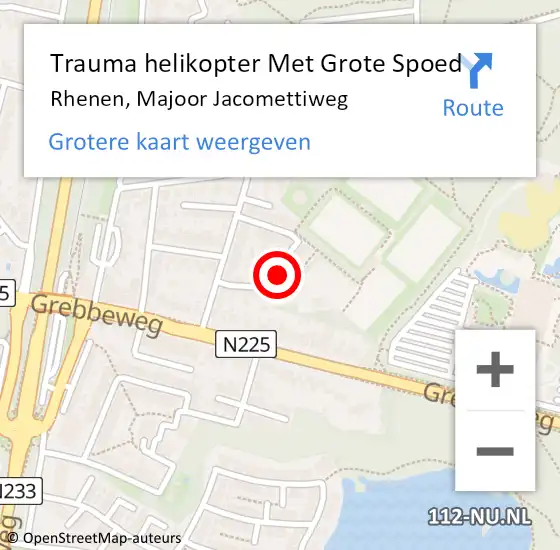 Locatie op kaart van de 112 melding: Trauma helikopter Met Grote Spoed Naar Rhenen, Majoor Jacomettiweg op 4 oktober 2023 00:13