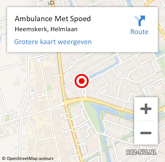 Locatie op kaart van de 112 melding: Ambulance Met Spoed Naar Heemskerk, Helmlaan op 4 oktober 2023 00:14