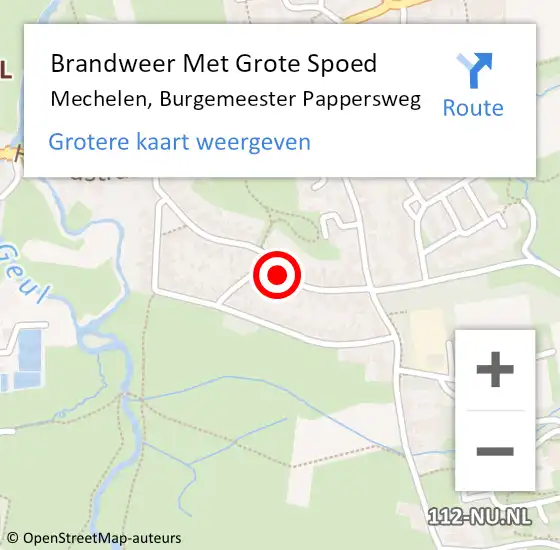 Locatie op kaart van de 112 melding: Brandweer Met Grote Spoed Naar Mechelen, Burgemeester Pappersweg op 4 oktober 2023 01:33