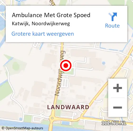 Locatie op kaart van de 112 melding: Ambulance Met Grote Spoed Naar Katwijk, Noordwijkerweg op 4 oktober 2023 01:38