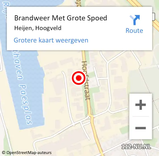 Locatie op kaart van de 112 melding: Brandweer Met Grote Spoed Naar Heijen, Hoogveld op 4 oktober 2023 01:38
