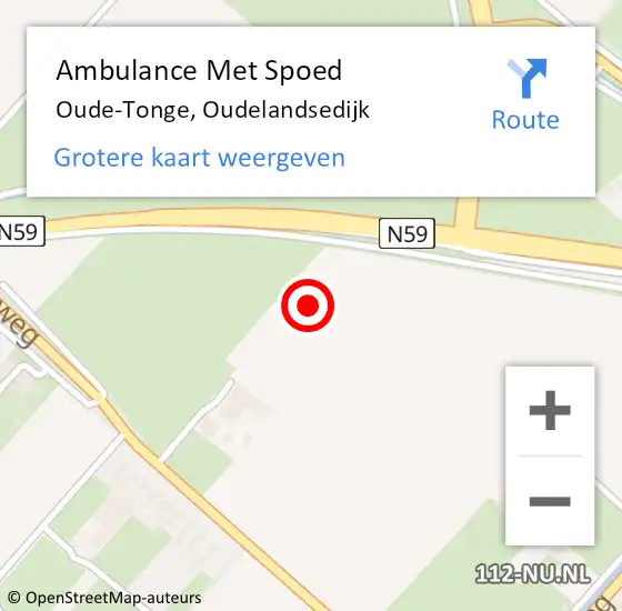 Locatie op kaart van de 112 melding: Ambulance Met Spoed Naar Oude-Tonge, Oudelandsedijk op 4 oktober 2023 02:04