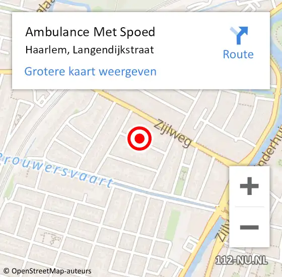 Locatie op kaart van de 112 melding: Ambulance Met Spoed Naar Haarlem, Langendijkstraat op 4 oktober 2023 02:13