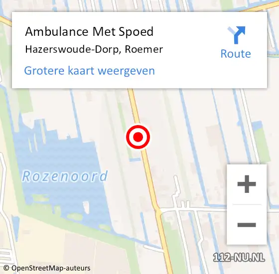 Locatie op kaart van de 112 melding: Ambulance Met Spoed Naar Hazerswoude-Dorp, Roemer op 4 oktober 2023 02:36