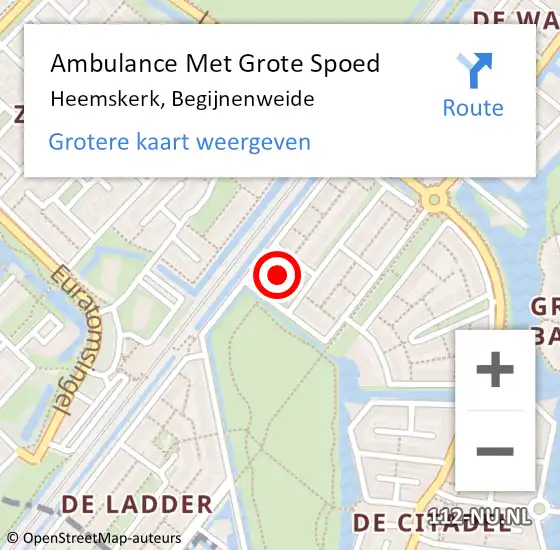 Locatie op kaart van de 112 melding: Ambulance Met Grote Spoed Naar Heemskerk, Begijnenweide op 4 oktober 2023 02:47