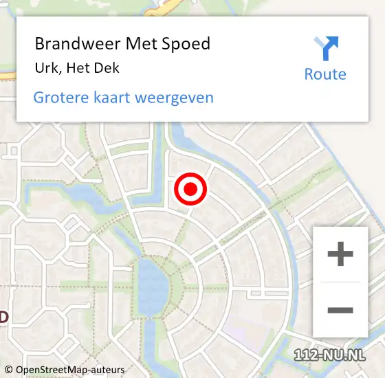 Locatie op kaart van de 112 melding: Brandweer Met Spoed Naar Urk, Het Dek op 4 oktober 2023 02:49