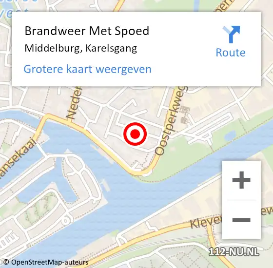 Locatie op kaart van de 112 melding: Brandweer Met Spoed Naar Middelburg, Karelsgang op 4 oktober 2023 03:19