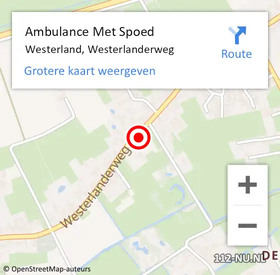 Locatie op kaart van de 112 melding: Ambulance Met Spoed Naar Westerland, Westerlanderweg op 4 oktober 2023 03:40