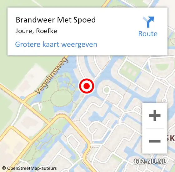 Locatie op kaart van de 112 melding: Brandweer Met Spoed Naar Joure, Roefke op 4 oktober 2023 04:26