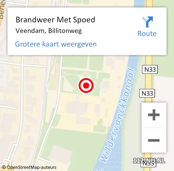 Locatie op kaart van de 112 melding: Brandweer Met Spoed Naar Veendam, Billitonweg op 4 oktober 2023 06:53