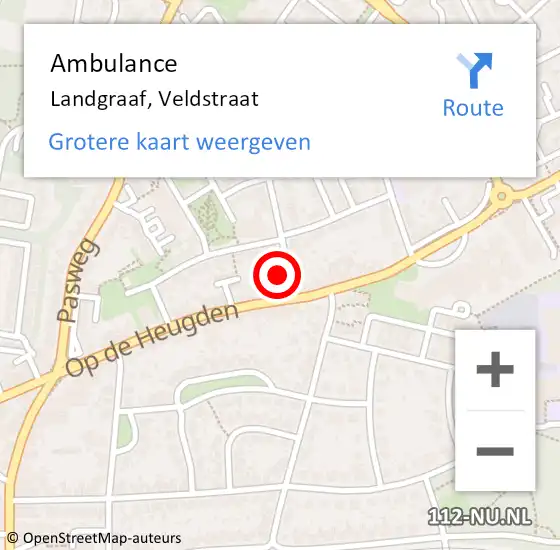 Locatie op kaart van de 112 melding: Ambulance Landgraaf, Veldstraat op 10 september 2014 12:50