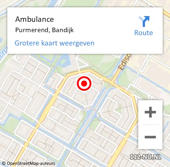 Locatie op kaart van de 112 melding: Ambulance Purmerend, Bandijk op 4 oktober 2023 08:10