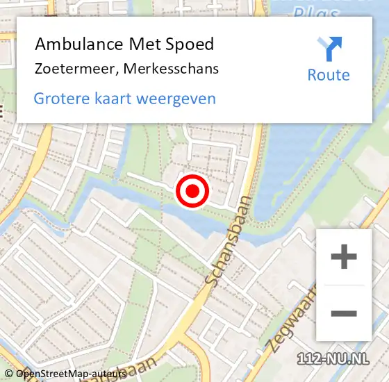 Locatie op kaart van de 112 melding: Ambulance Met Spoed Naar Zoetermeer, Merkesschans op 4 oktober 2023 08:15