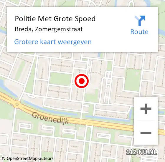 Locatie op kaart van de 112 melding: Politie Met Grote Spoed Naar Breda, Zomergemstraat op 4 oktober 2023 08:31