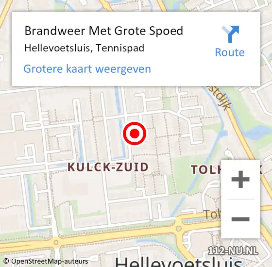 Locatie op kaart van de 112 melding: Brandweer Met Grote Spoed Naar Hellevoetsluis, Tennispad op 4 oktober 2023 09:17