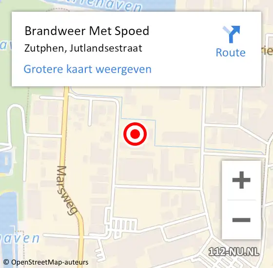 Locatie op kaart van de 112 melding: Brandweer Met Spoed Naar Zutphen, Jutlandsestraat op 10 september 2014 12:59