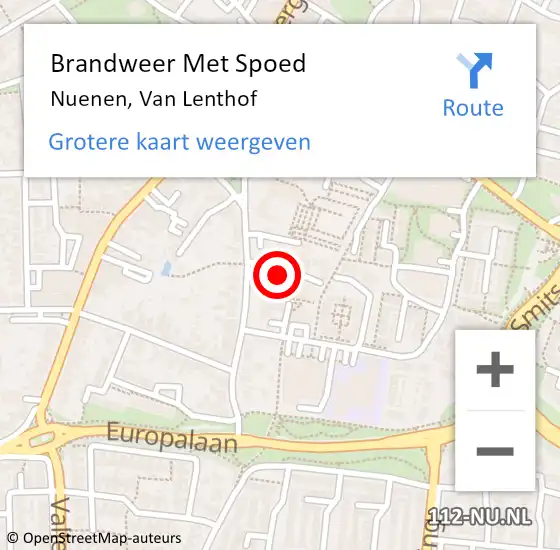 Locatie op kaart van de 112 melding: Brandweer Met Spoed Naar Nuenen, Van Lenthof op 4 oktober 2023 09:48