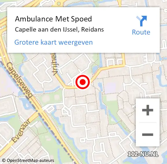 Locatie op kaart van de 112 melding: Ambulance Met Spoed Naar Capelle aan den IJssel, Reidans op 4 oktober 2023 10:09
