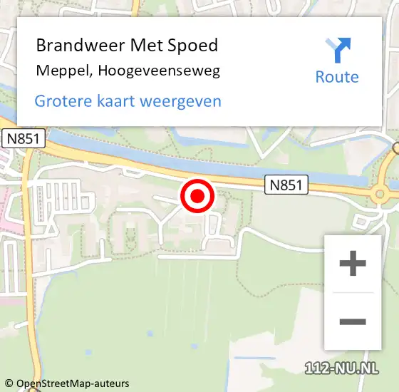 Locatie op kaart van de 112 melding: Brandweer Met Spoed Naar Meppel, Hoogeveenseweg op 4 oktober 2023 10:24