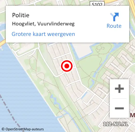 Locatie op kaart van de 112 melding: Politie Hoogvliet, Vuurvlinderweg op 4 oktober 2023 11:03