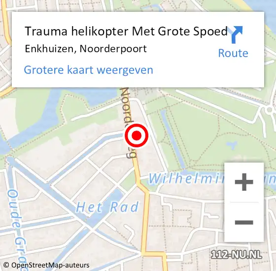 Locatie op kaart van de 112 melding: Trauma helikopter Met Grote Spoed Naar Enkhuizen, Noorderpoort op 4 oktober 2023 11:12