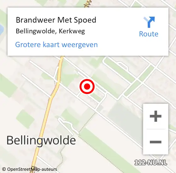 Locatie op kaart van de 112 melding: Brandweer Met Spoed Naar Bellingwolde, Kerkweg op 4 oktober 2023 11:29