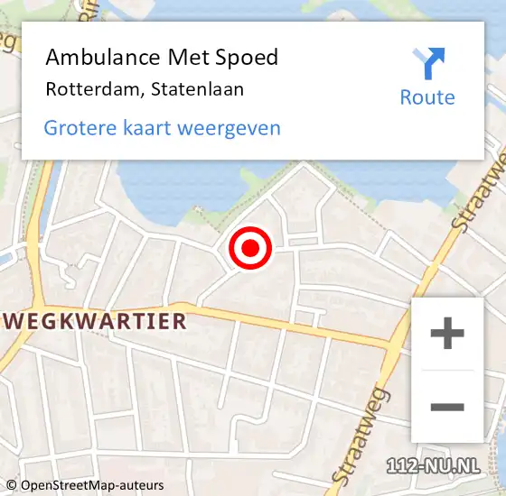 Locatie op kaart van de 112 melding: Ambulance Met Spoed Naar Rotterdam, Statenlaan op 4 oktober 2023 11:46