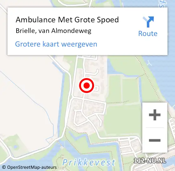 Locatie op kaart van de 112 melding: Ambulance Met Grote Spoed Naar Brielle, van Almondeweg op 4 oktober 2023 11:51