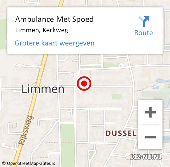 Locatie op kaart van de 112 melding: Ambulance Met Spoed Naar Limmen, Kerkweg op 4 oktober 2023 12:13