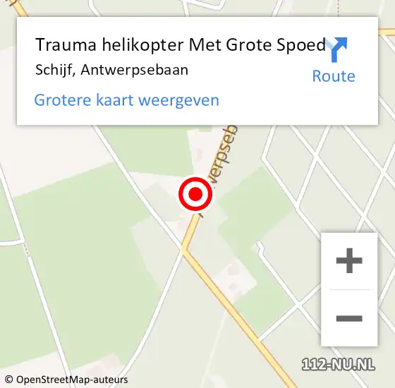 Locatie op kaart van de 112 melding: Trauma helikopter Met Grote Spoed Naar Schijf, Antwerpsebaan op 4 oktober 2023 12:14