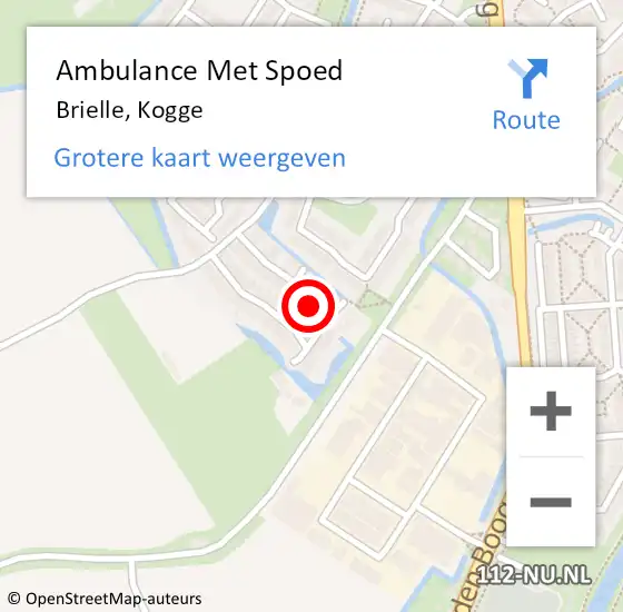 Locatie op kaart van de 112 melding: Ambulance Met Spoed Naar Brielle, Kogge op 4 oktober 2023 12:39