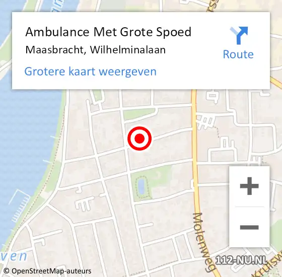 Locatie op kaart van de 112 melding: Ambulance Met Grote Spoed Naar Maasbracht, Wilhelminalaan op 4 oktober 2023 12:40