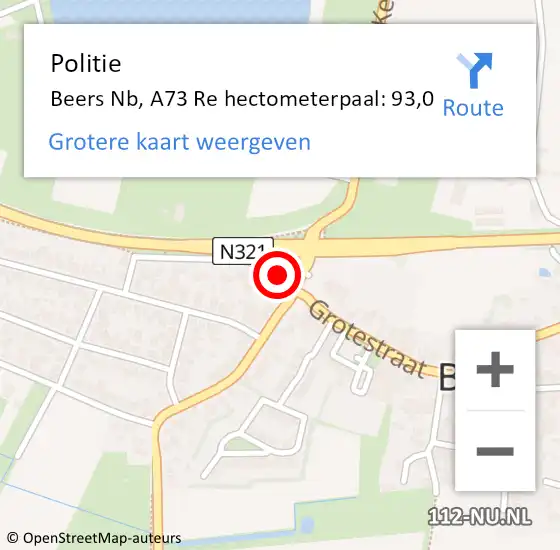 Locatie op kaart van de 112 melding: Politie Beers op 4 oktober 2023 12:44