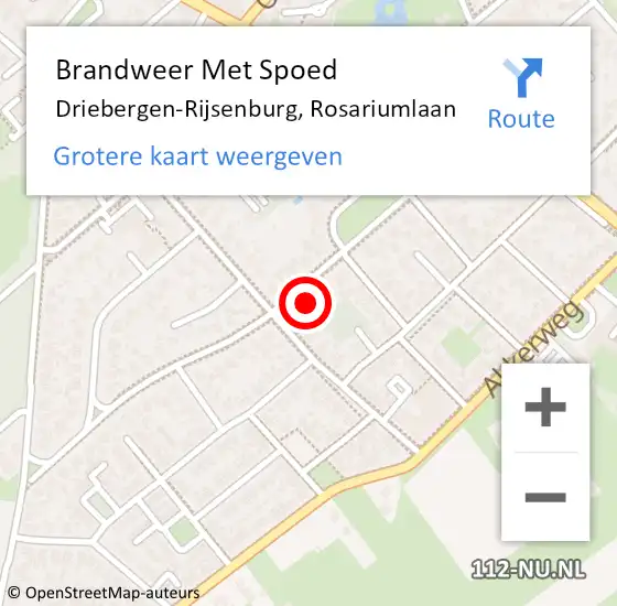 Locatie op kaart van de 112 melding: Brandweer Met Spoed Naar Driebergen-Rijsenburg, Rosariumlaan op 4 oktober 2023 13:14