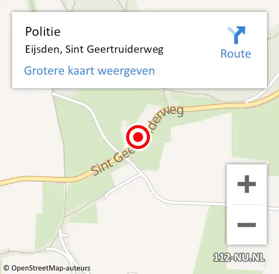 Locatie op kaart van de 112 melding: Politie Eijsden, Sint Geertruiderweg op 4 oktober 2023 13:16