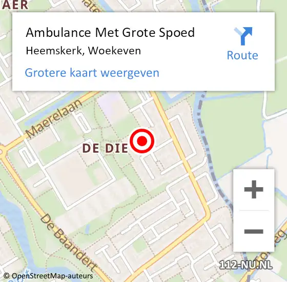 Locatie op kaart van de 112 melding: Ambulance Met Grote Spoed Naar Heemskerk, Woekeven op 4 oktober 2023 13:23