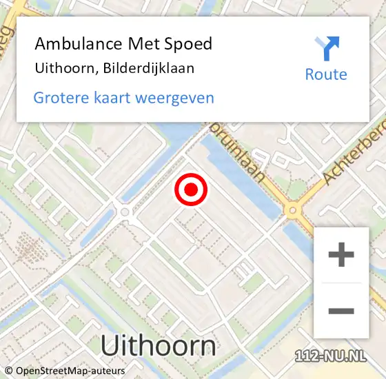 Locatie op kaart van de 112 melding: Ambulance Met Spoed Naar Uithoorn, Bilderdijklaan op 4 oktober 2023 13:44