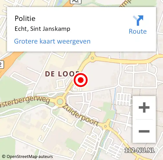 Locatie op kaart van de 112 melding: Politie Echt, Sint Janskamp op 4 oktober 2023 13:56