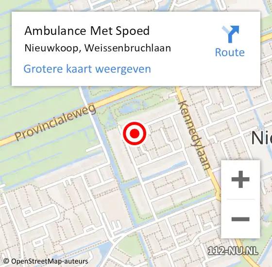 Locatie op kaart van de 112 melding: Ambulance Met Spoed Naar Nieuwkoop, Weissenbruchlaan op 4 oktober 2023 14:50