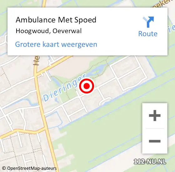 Locatie op kaart van de 112 melding: Ambulance Met Spoed Naar Hoogwoud, Oeverwal op 4 oktober 2023 15:19