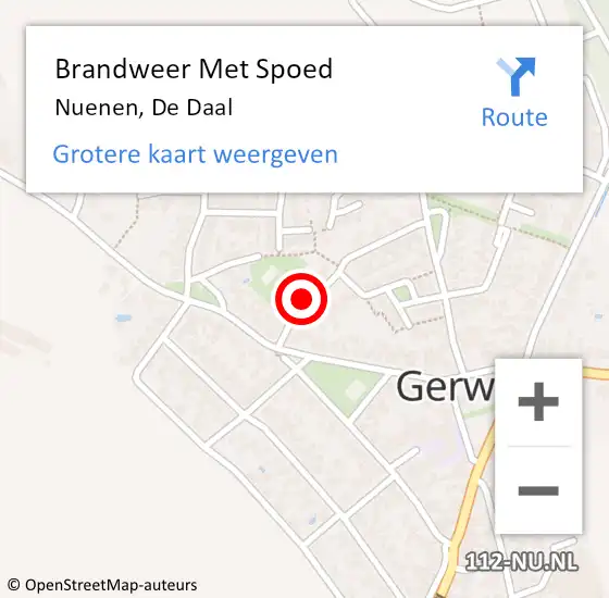 Locatie op kaart van de 112 melding: Brandweer Met Spoed Naar Nuenen, De Daal op 4 oktober 2023 15:38