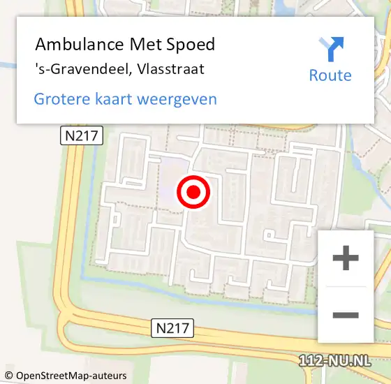 Locatie op kaart van de 112 melding: Ambulance Met Spoed Naar 's-Gravendeel, Vlasstraat op 4 oktober 2023 15:42