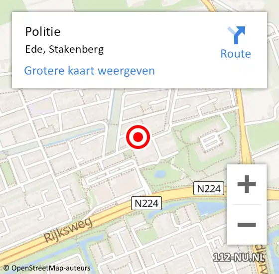 Locatie op kaart van de 112 melding: Politie Ede, Stakenberg op 4 oktober 2023 15:53