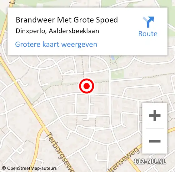 Locatie op kaart van de 112 melding: Brandweer Met Grote Spoed Naar Dinxperlo, Aaldersbeeklaan op 4 oktober 2023 15:55