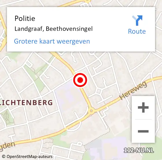 Locatie op kaart van de 112 melding: Politie Landgraaf, Beethovensingel op 4 oktober 2023 15:56