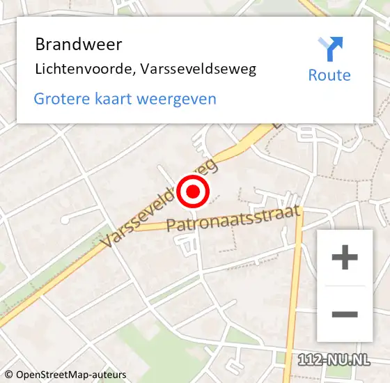 Locatie op kaart van de 112 melding: Brandweer Lichtenvoorde, Varsseveldseweg op 4 oktober 2023 15:57